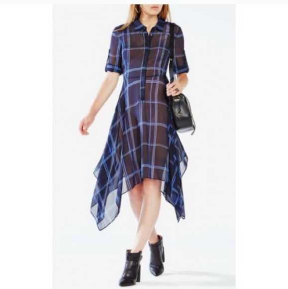 BCBGMaxAzria Dresses & Skirts - BCBGMaxAzria Beatryce Plaid Asymmetric Dress XS